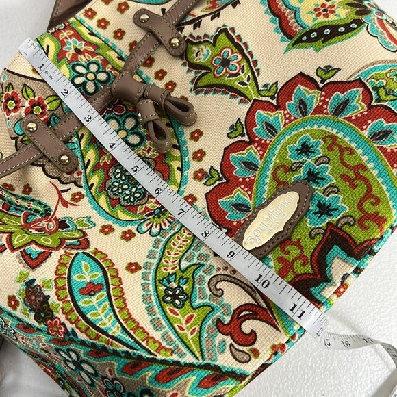 Spartina 449 Paisley Floral Large Shoulder Bag Turquoise & Orange - Picture 6 of 16